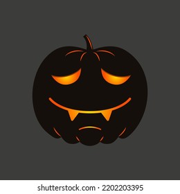 Hübscher Halloweenkürbis. Eine Laterne einzeln auf dunklem Hintergrund. Vektorgrafik