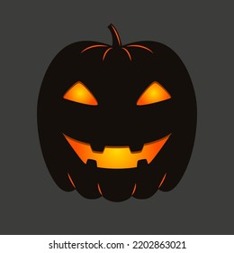 Funny Halloween pumpkin. A jack-o'-lantern isolated on a dark background. Vector illustration