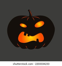 Funny Halloween pumpkin. A jack-o'-lantern isolated on a dark background. Vector illustration