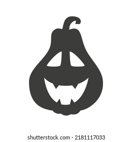 Funny Halloween pumpkin silhouette isolated on a white background. Vector illustration