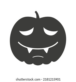 Funny Halloween pumpkin silhouette isolated on a white background. Vector illustration