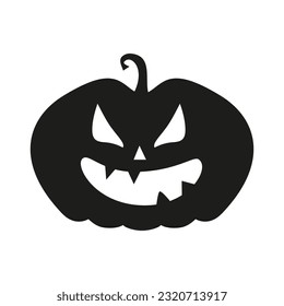 Funny Halloween pumpkin silhouette isolated on a white background. Vector illustration