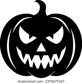 Funny Halloween pumpkin silhouette with a speech bubble with a text Boo Vector illustration isolated on a white background