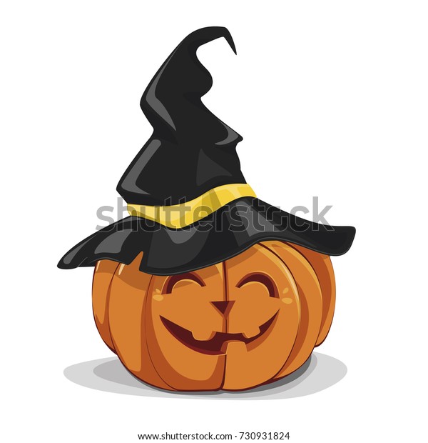 Funny Halloween Pumpkin Witches Hat Vector Stock Vector (Royalty Free ...