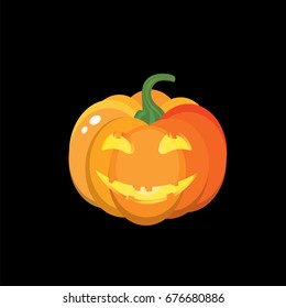 Funny Halloween pumpkins with different emotions, smiles and faces. Vector illustration for a postcard or a poster. Autumn holiday. Realistic vector concept.