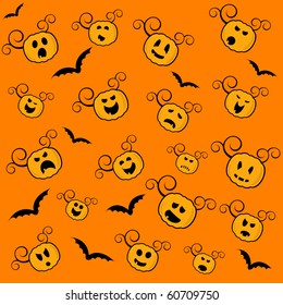 funny halloween pumpkins with different expressions