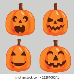 funny halloween pumpkins with different faces