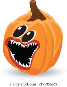 Funny Halloween pumpkins. Materials for your design. Orange pumpkin with a smile.