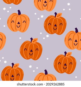 Funny Halloween pumpkins seamless pattern. Neutral kids design for clothes, nursery decor, paper, cover, fabrics and more