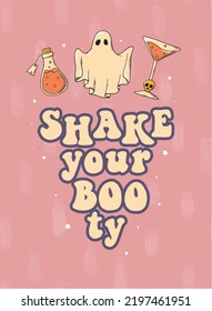 Funny Halloween quote decorated with doodles on pink background for posters, prints, cards, stickers, apparel decor, sublimation. EPS 10