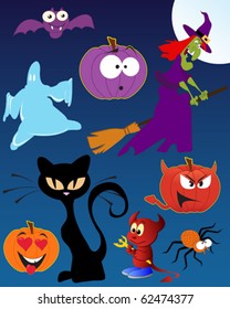 Funny Halloween - set of vector illustrations