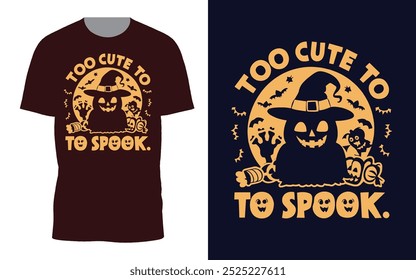 Funny Halloween ,Spooky Design, shirt design vector, spooky Halloween, Ghost Tee, Groovy Halloween Clipart, Quotes Too Cute to spook, spook. This t-shirt is designed for Halloween Christmas lover.