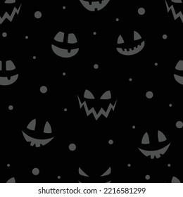 Funny Halloween texture with funny pumpkin face. Seamless pattern. Vector