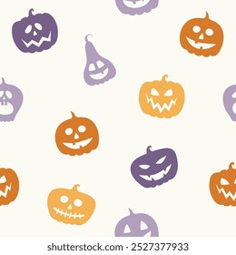 Funny Halloween texture with pumpkins. Seamless pattern. Vector