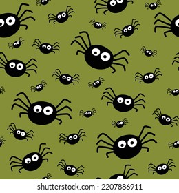 Graciosa textura de Halloween con arañas. Patrón sin foco. Vector