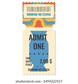 Funny Halloween ticket. Admit one coupon vector template for Halloween Party.Paper ticket stub and entrance pass with Haloween symbols.Vector illustration EPS 10.