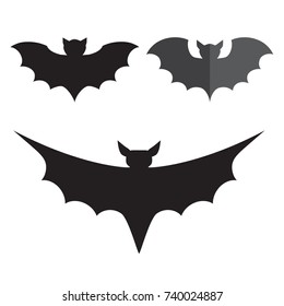 Funny halloween vector mystery vampire silhouettes. Dark spooky bats monsters isolated white background.