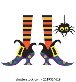 Funny Halloween witch decoration vector cartoon illustration