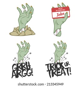 Funny Halloween zombie hand design elements