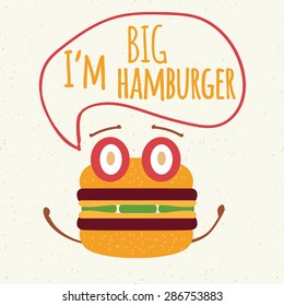 Funny hamburger, fast food background