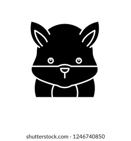 Funny hamster black icon, vector sign on isolated background. Funny hamster concept symbol, illustration 