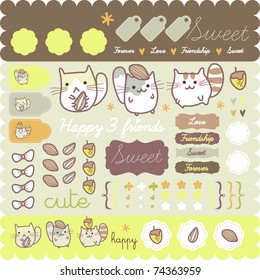 Funny Hamster sticker collection for scrapbook