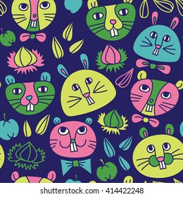 Funny Hamsters Seamless Pattern