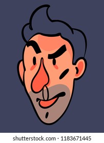 Funny Hand drawing cartoon head of man vector art