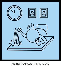 Funny hand drawing of an upset person