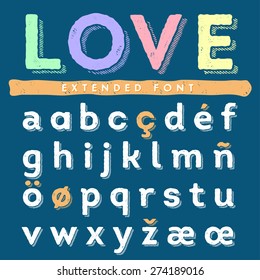 Funny hand drawn alphabet. Lowercase