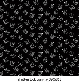 Funny hand drawn black and white bee doodles seamless vector pattern