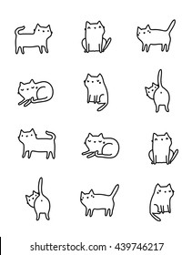 Funny hand drawn cats. Animals vector illustration with adorable kittens.