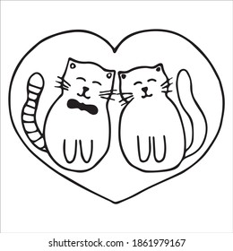 Funny hand drawn cats. Doodle illustration for greeting cards, posters and stickers. Vector Illustration isolated on white background.
Funny hand drawn cat. Doodle illustration for greeting cards, pos