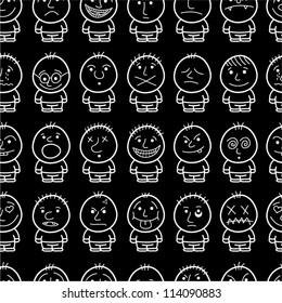 Funny hand drawn characters. Seamless pattern.