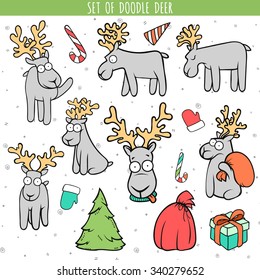 Funny hand drawn deer in doodlo style.
christmas design elements