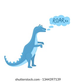 Funny hand drawn dinosaur. Tyrannosaurus cartoon character
