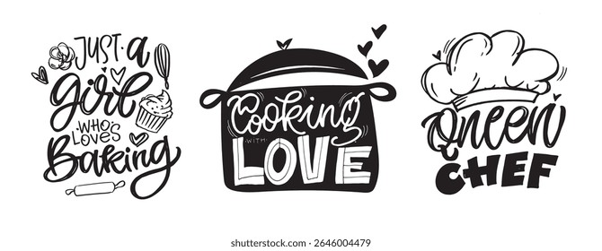 Funny hand drawn doodle lettering quote about cooking, baking, chef. Lettering for t-shirt design, mug print, bag print, clothes fashion. 100% hand drawn vector image.