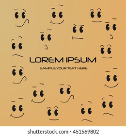 Funny hand drawn emotion simple face background vector illustration