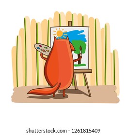 Funny hand drawn fox illustration