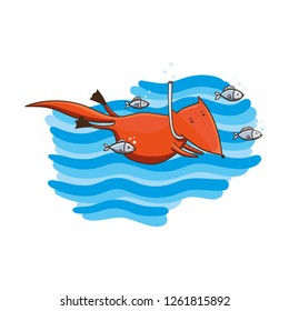 Funny hand drawn fox illustration