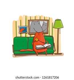 funny hand drawn fox illustration