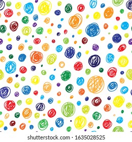 Funny Hand Drawn Kids Dots Doodle Seamless Pattern