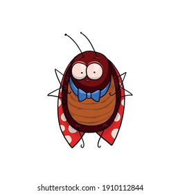 Funny hand drawn ladybug. Vector illustration for design or textile print.