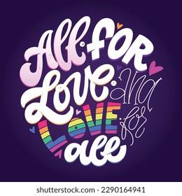 Funny hand drawn lettering about love. Pride month, trans love.