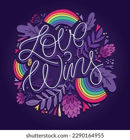 Funny hand drawn lettering about love. Pride month, trans love.