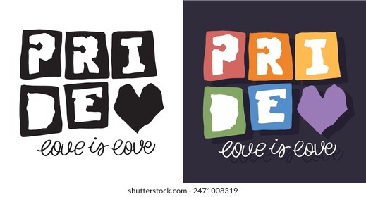 Divertidas letras dibujadas a mano sobre el amor. Mes del orgullo, el amor trans. Lindo dibujo a mano garabato cita de letras. Letras para el diseño de la camiseta, impresión de la taza, impresión del bolso, moda de la ropa. 100% dibujado a mano Imagen de Vector