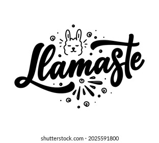 Funny hand drawn lettering quote about llama. Cool phrase for print and poster design. Inspirational kids slogan. Greeting card template. Vector illustration