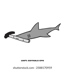 Funny hand drawn literally hammerhead shark