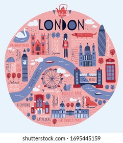 Funny Hand Drawn London Map Vector Stock Vector (Royalty Free ...