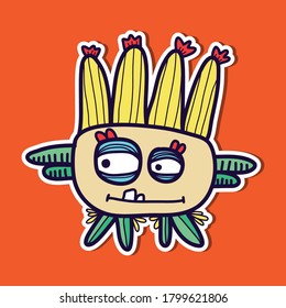 funny hand drawn monster character vector illustration